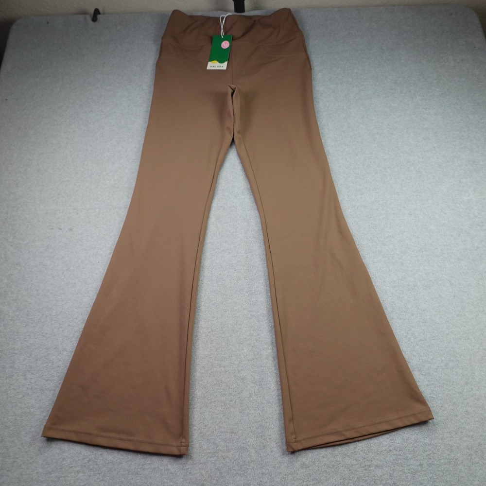 Halara Pants Women Medium Brown Flare Crossover High Waist Active Yoga
